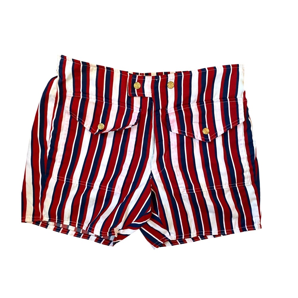 Vtg 60's State O Maine John Weitz Pool pants 34 Red White Blue Striped shorts